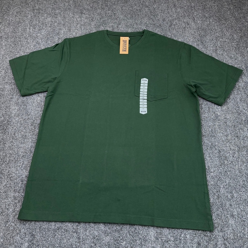NEW Duluth Trading Co Longtail T Mens L Hunter Green Short Sleeve Pocket 95587